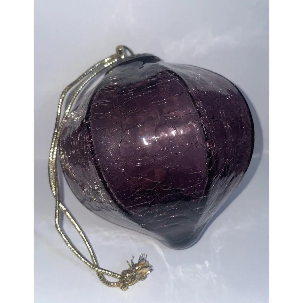 Amethyst Crackle Glass Jumbo Kugel Onion Ornament Large Heavy